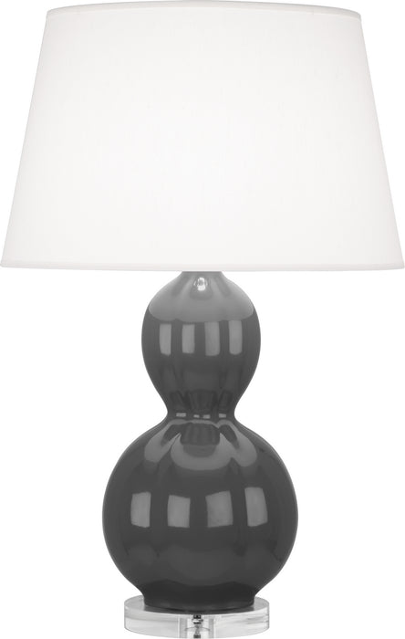 Robert Abbey LB997 One Light Table Lamp, Dark Gray Glazed Ceramic w/Lucite