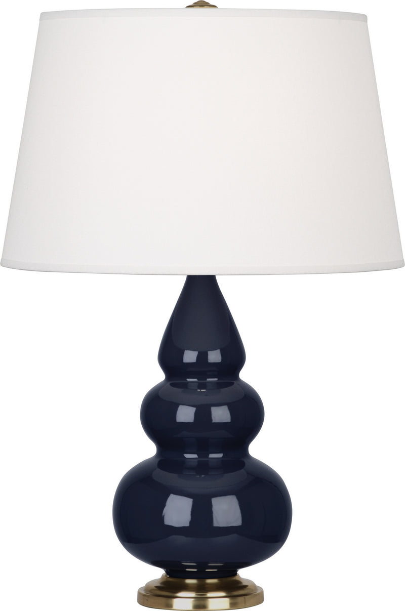Robert Abbey MB30X One Light Accent Lamp, Midnight Blue Glazed Ceramic w/Antique Brassed