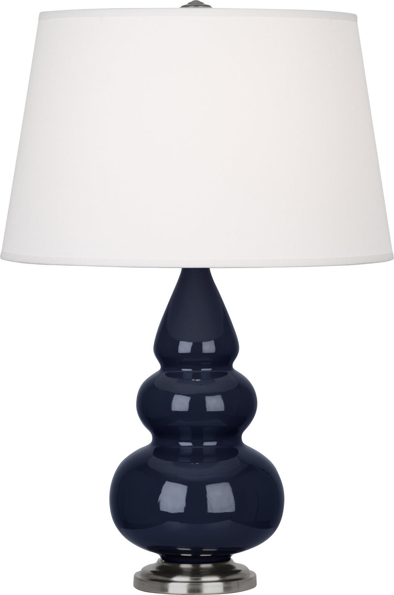 Robert Abbey MB32X One Light Accent Lamp, Midnight Blue Glazed Ceramic w/Antique Silvered