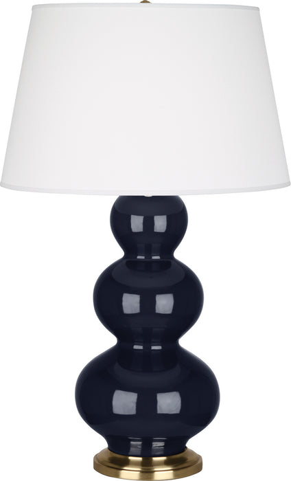 Robert Abbey MB40X One Light Table Lamp, Midnight Blue Glazed Ceramic w/Antique Brassed