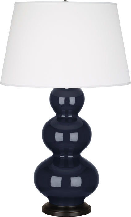 Robert Abbey MB41X One Light Table Lamp, Midnight Blue Glazed Ceramic w/Deep Patina Bronzeed