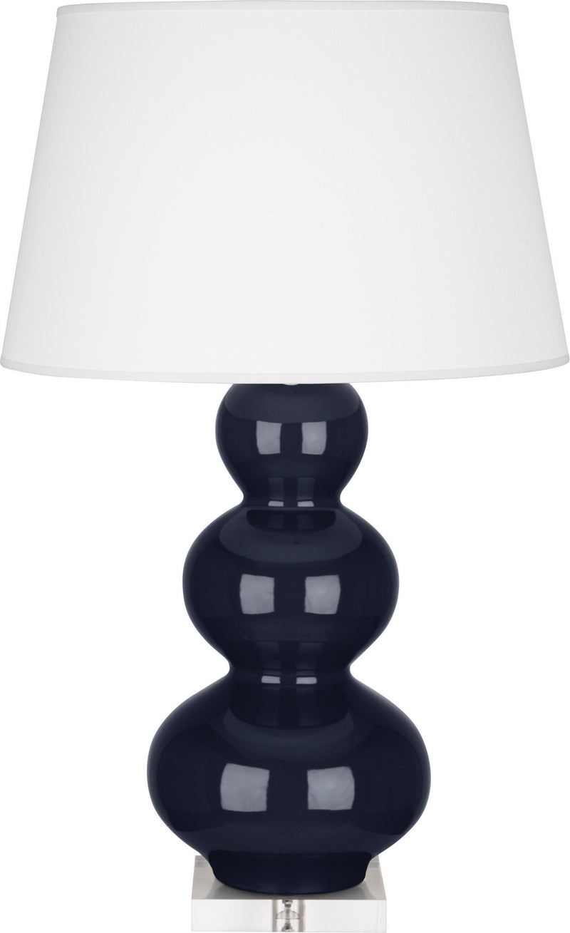 Robert Abbey MB43X One Light Table Lamp, Midnight Blue Glazed Ceramic w/Lucite