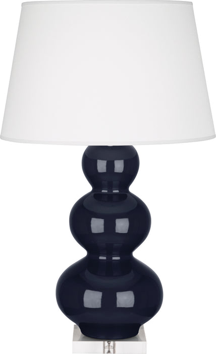 Robert Abbey MB43X One Light Table Lamp, Midnight Blue Glazed Ceramic w/Lucite
