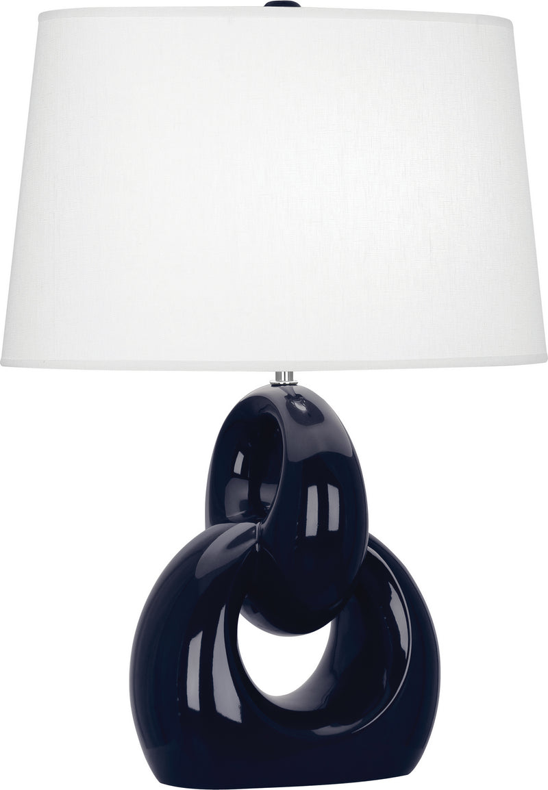 Robert Abbey MB981 One Light Table Lamp, Midnight Blue Glazed Ceramic w/Polished Nickel