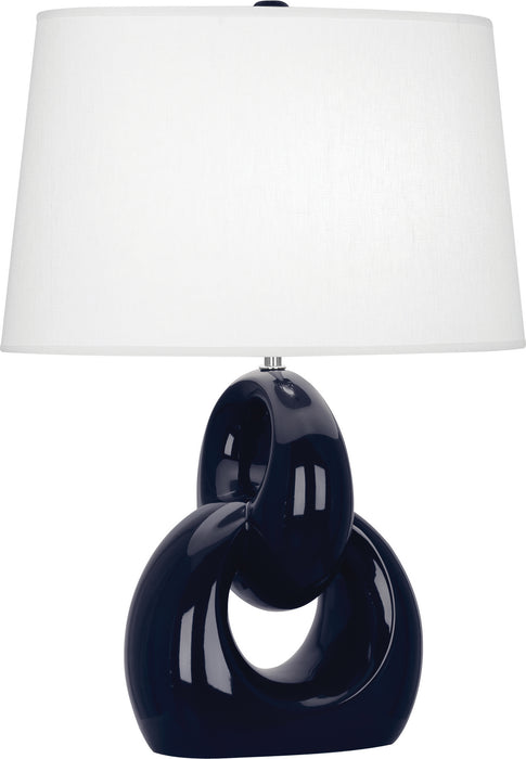 Robert Abbey MB981 One Light Table Lamp, Midnight Blue Glazed Ceramic w/Polished Nickel