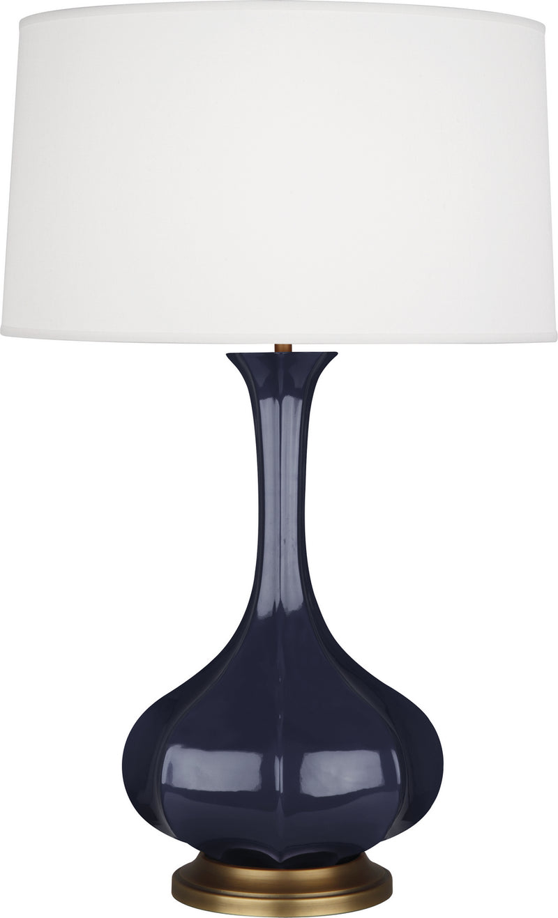 Robert Abbey MB994 One Light Table Lamp, Midnight Blue Glazed Ceramic w/Aged Brass