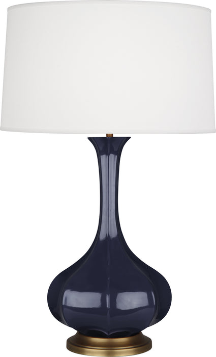 Robert Abbey MB994 One Light Table Lamp, Midnight Blue Glazed Ceramic w/Aged Brass