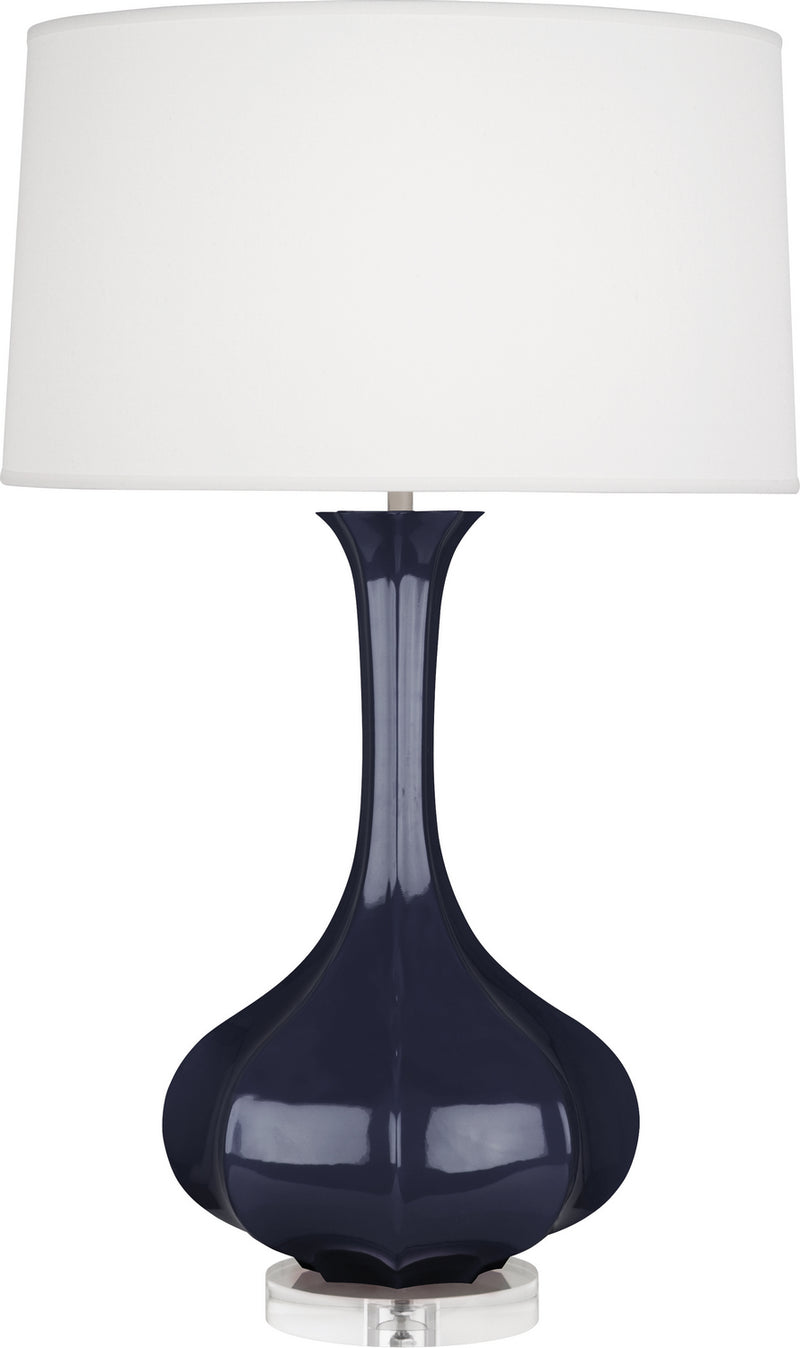 Robert Abbey MB996 One Light Table Lamp, Midnight Blue Glazed Ceramic Lucite