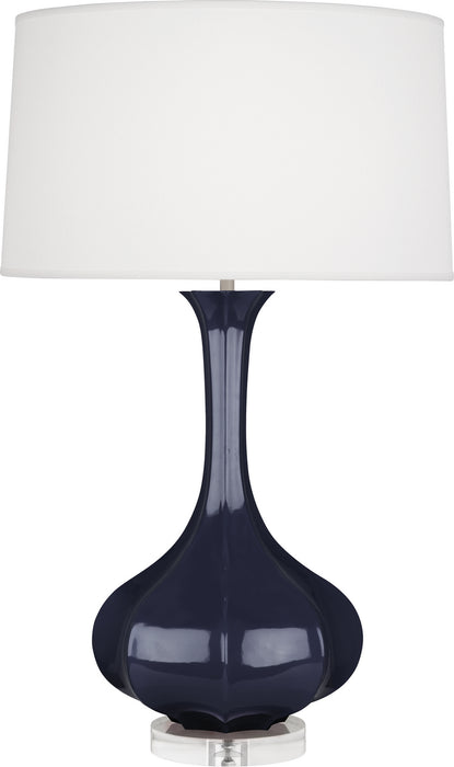 Robert Abbey MB996 One Light Table Lamp, Midnight Blue Glazed Ceramic Lucite