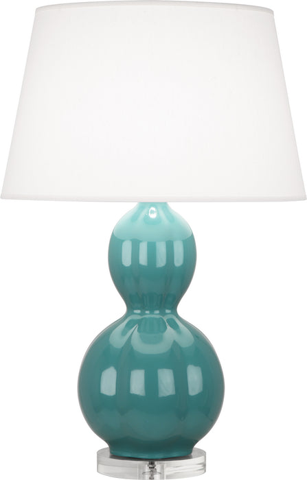 Robert Abbey MT997 One Light Table Lamp, Blue Green Glazed Ceramic w/Lucite