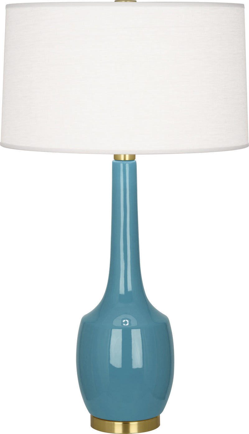 Robert Abbey OB701 One Light Table Lamp, Steel Blue Glazed Ceramic