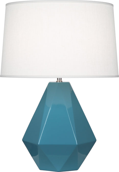Robert Abbey OB930 One Light Table Lamp, Steel Blue Glazed Ceramic