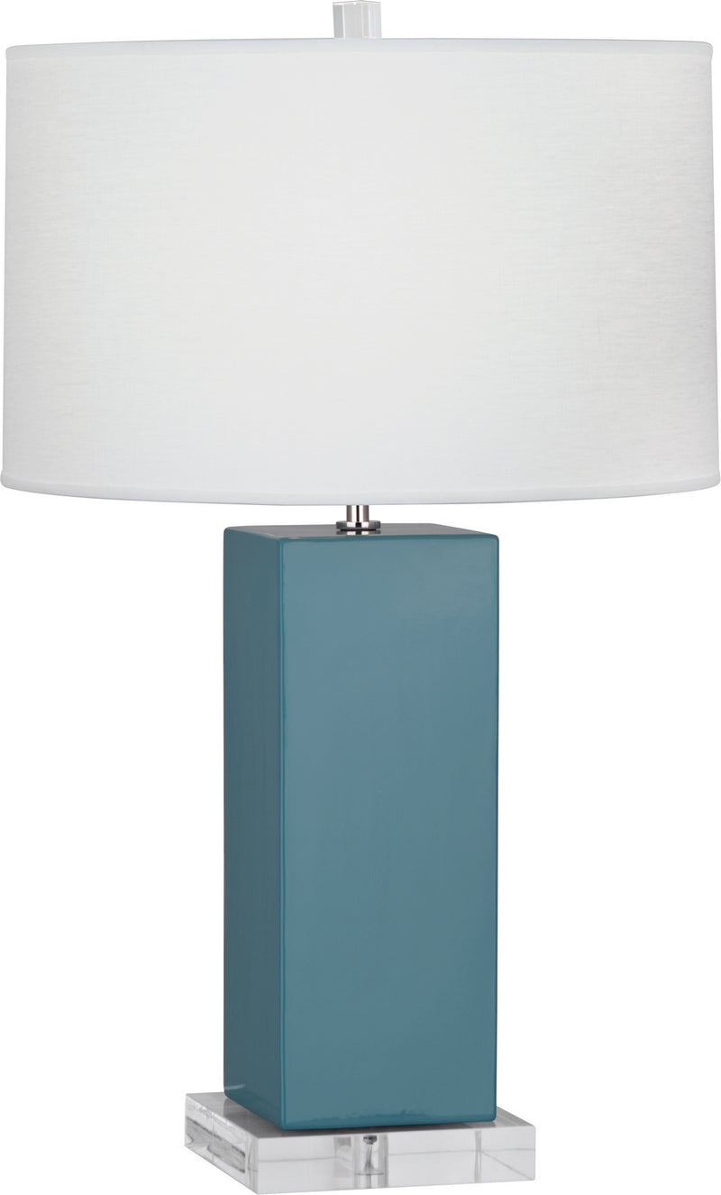 Robert Abbey OB995 One Light Table Lamp, Steel Blue Glazed Ceramic