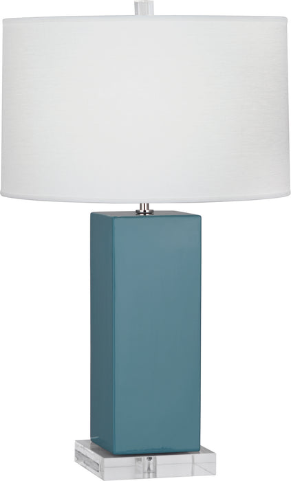 Robert Abbey OB995 One Light Table Lamp, Steel Blue Glazed Ceramic