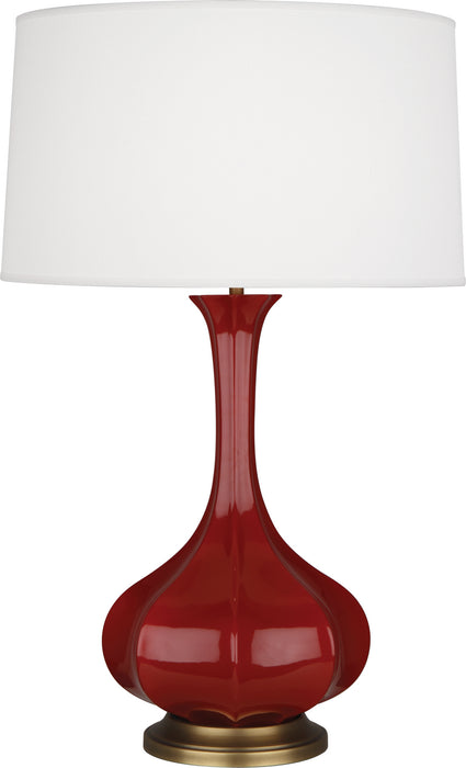 Robert Abbey OX994 One Light Table Lamp, Oxblood Glazed Ceramic w/Aged Brass