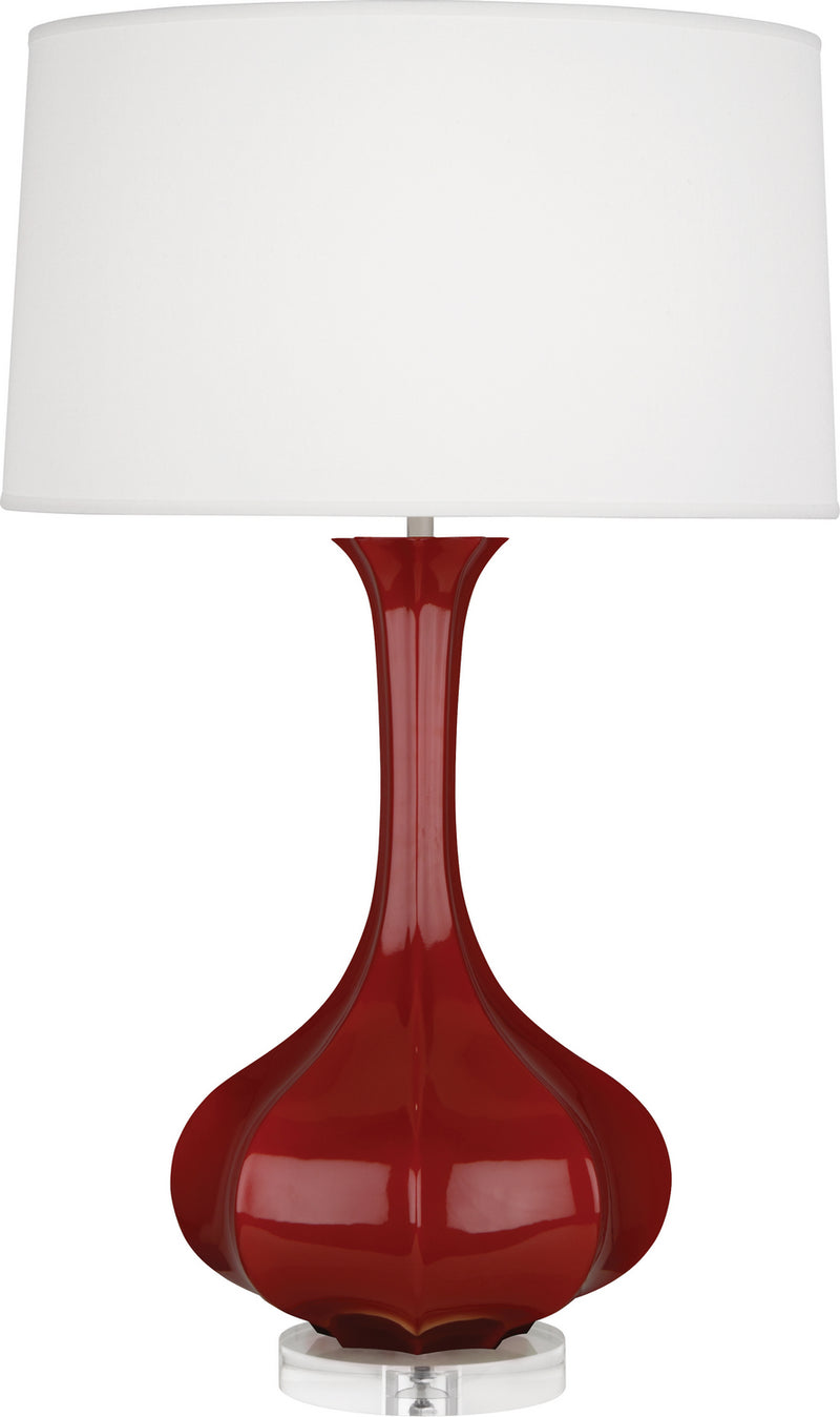 Robert Abbey OX996 One Light Table Lamp, Oxblood Glazed Ceramic w/Lucite Base