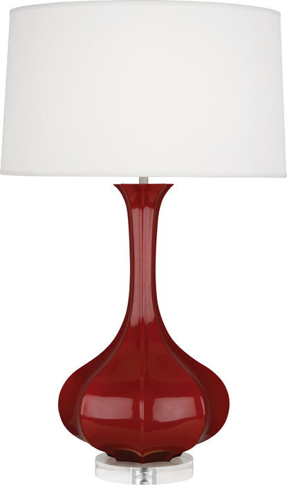 Robert Abbey OX996 One Light Table Lamp, Oxblood Glazed Ceramic w/Lucite Base
