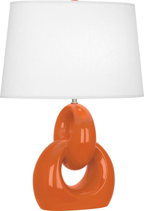 Robert Abbey PM981 One Light Table Lamp, Pumpkin Glazed Ceramic w/Polished Nickel