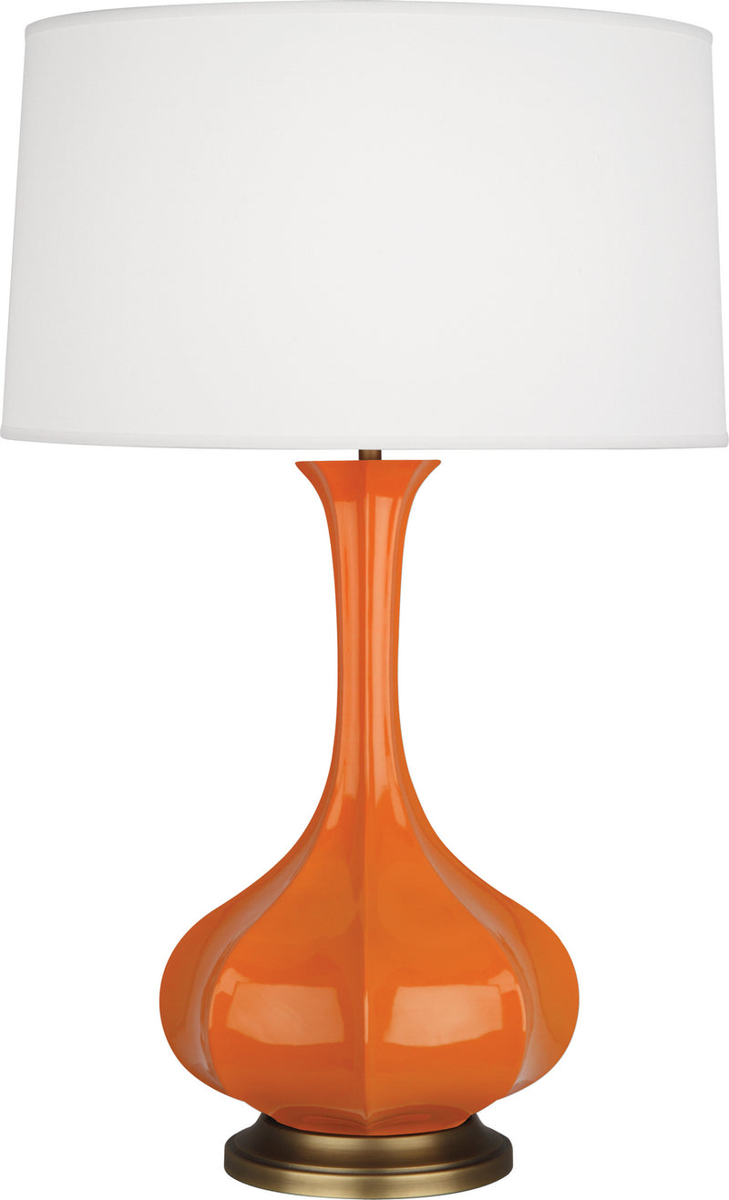 Robert Abbey PM994 One Light Table Lamp, Pumpkin Glazed Ceramic w/Aged Brass
