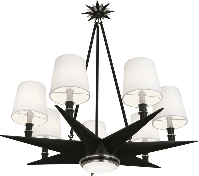 Robert Abbey S1018 Eight Light Chandelier, Deep Patina Bronze w/Antique Silver and Frosted Glass Diffuser