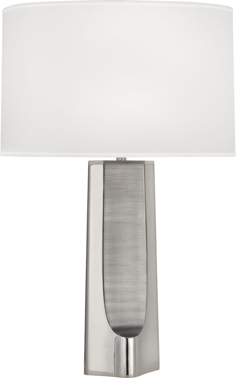Robert Abbey S174 One Light Table Lamp, Polished Nickel w/Matte Nickel