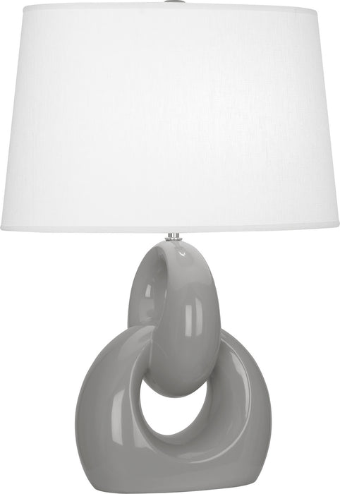 Robert Abbey ST981 One Light Table Lamp, Smoky Taupe Glazed Ceramic w/Polished Nickel