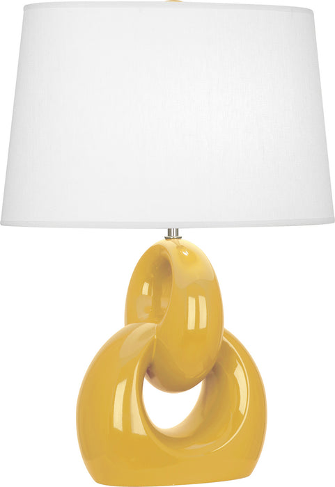 Robert Abbey SU981 One Light Table Lamp, Sunset Yellow Glazed Ceramic w/Polished Nickel