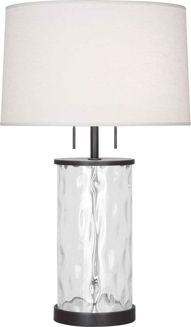 Robert Abbey Z1440 Two Light Table Lamp, Deep Patina Bronze w/Wavy Glass Body