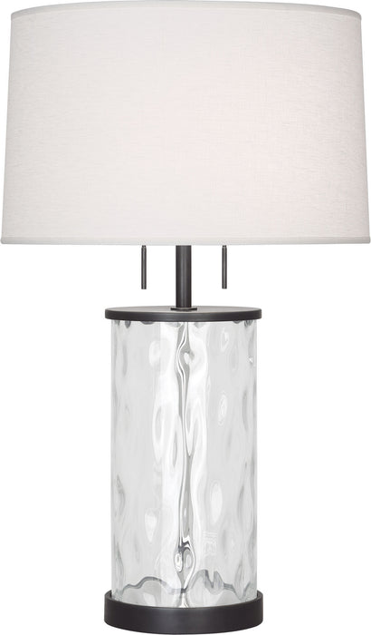 Robert Abbey Z1440 Two Light Table Lamp, Deep Patina Bronze w/Wavy Glass Body