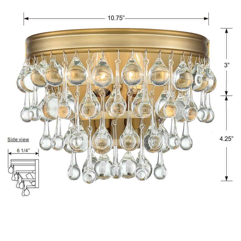 Crystorama 132-VG Two Light Wall Sconce, Vibrant Gold