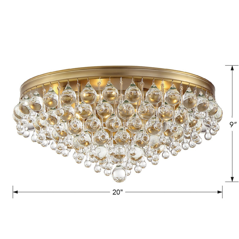 Crystorama 138-VG Six Light Flush Mount, Vibrant Gold