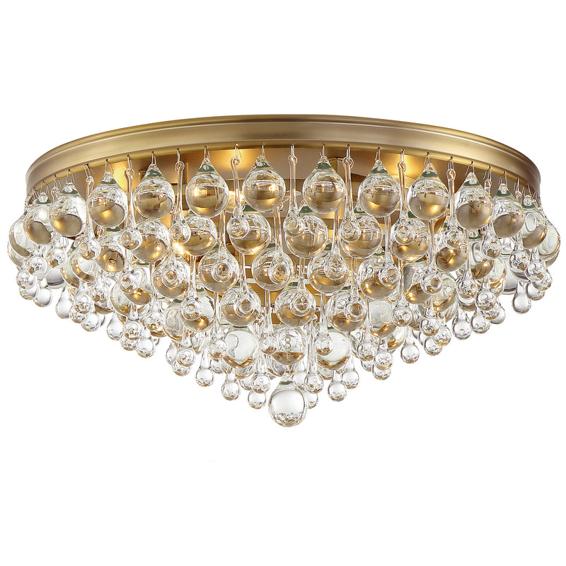 Crystorama 138-VG Six Light Flush Mount, Vibrant Gold