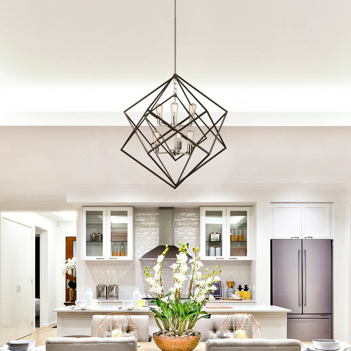 Artcraft AC11116PN Six Light Chandelier, Polished Nickel