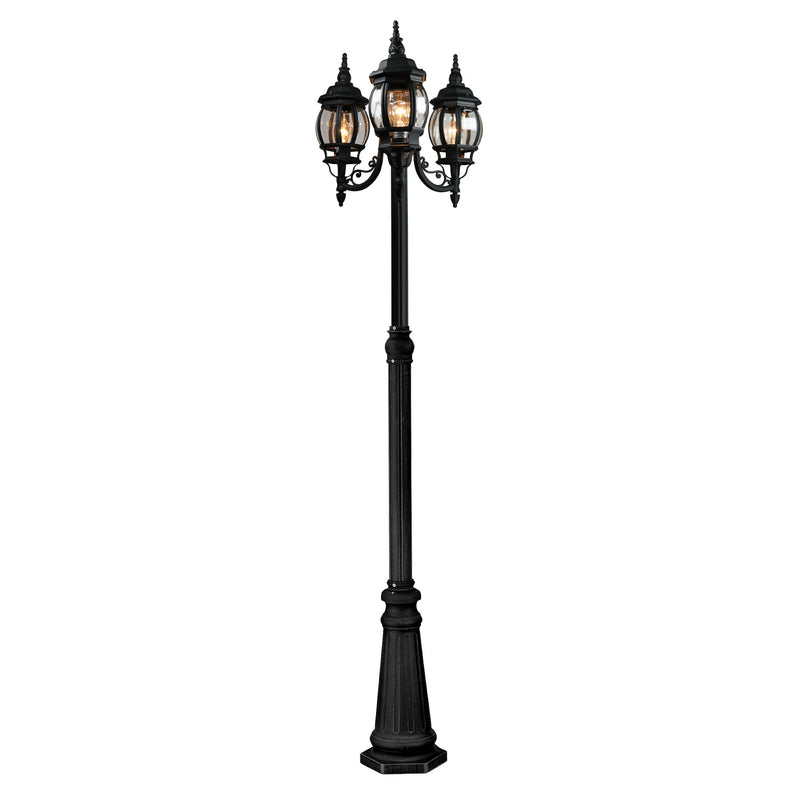 Artcraft AC8099BK Three Light Outdoor Post Mount, Black
