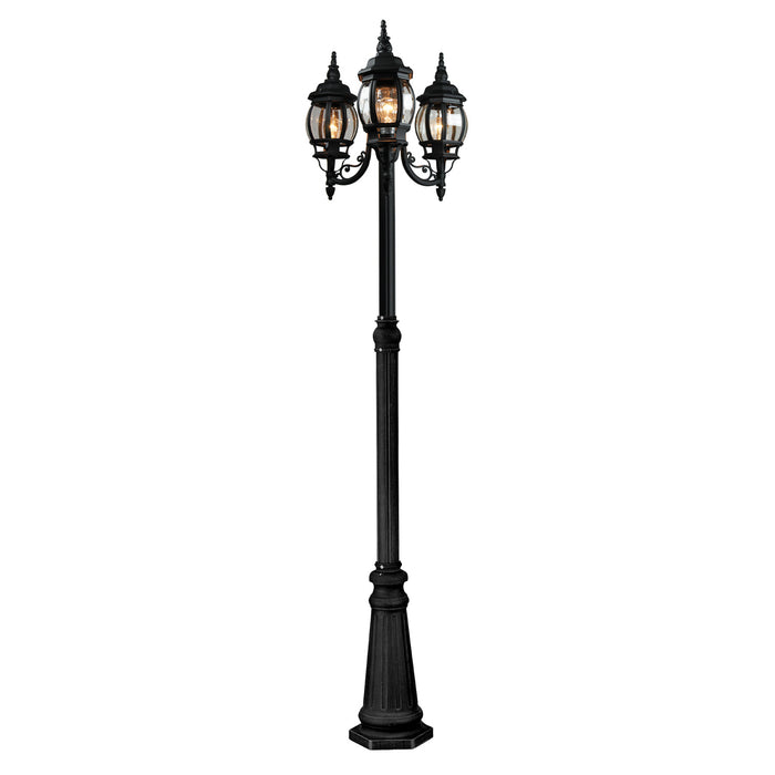 Artcraft AC8099BK Three Light Outdoor Post Mount, Black