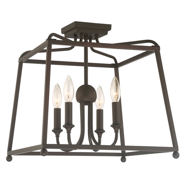 Crystorama 2243-DB_NOSHADE Four Light Semi Flush Mount, Dark Bronze