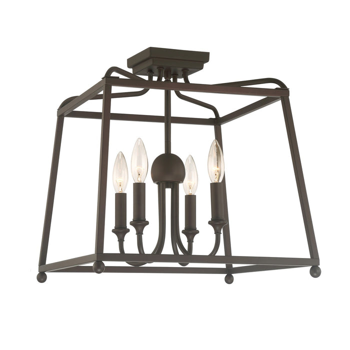 Crystorama 2243-DB_NOSHADE Four Light Semi Flush Mount, Dark Bronze