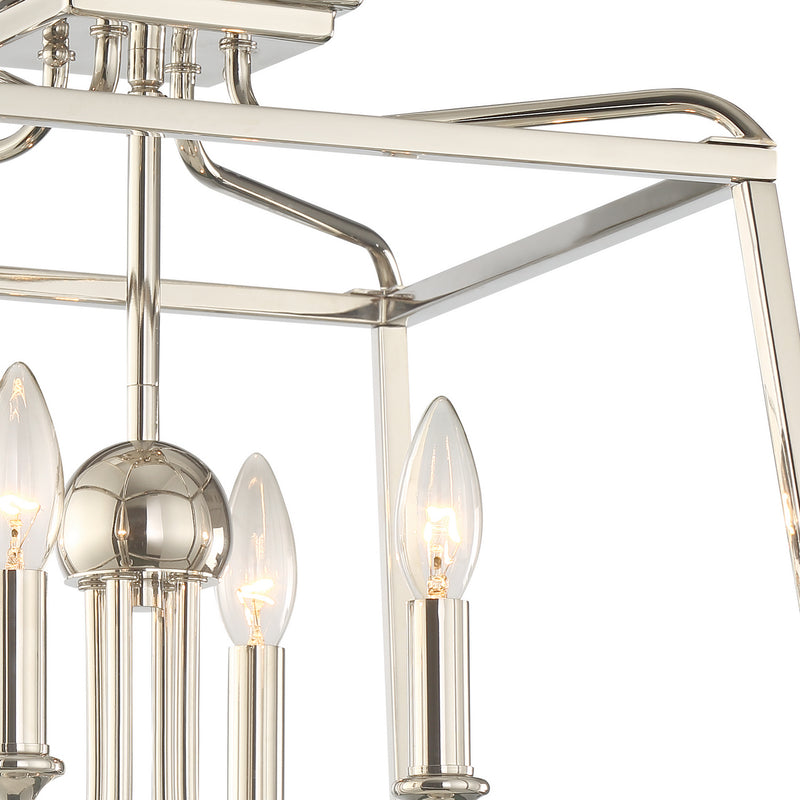 Crystorama 2243-PN_NOSHADE Four Light Semi Flush Mount, Polished Nickel
