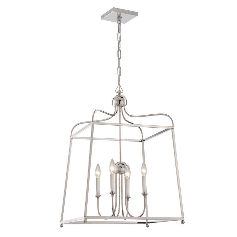 Crystorama 2244-PN_NOSHADE Four Light Chandelier, Polished Nickel