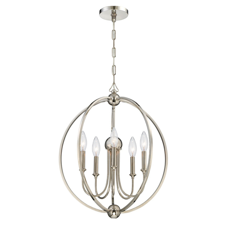 Crystorama 2247-PN_NOSHADE Five Light Chandelier, Polished Nickel
