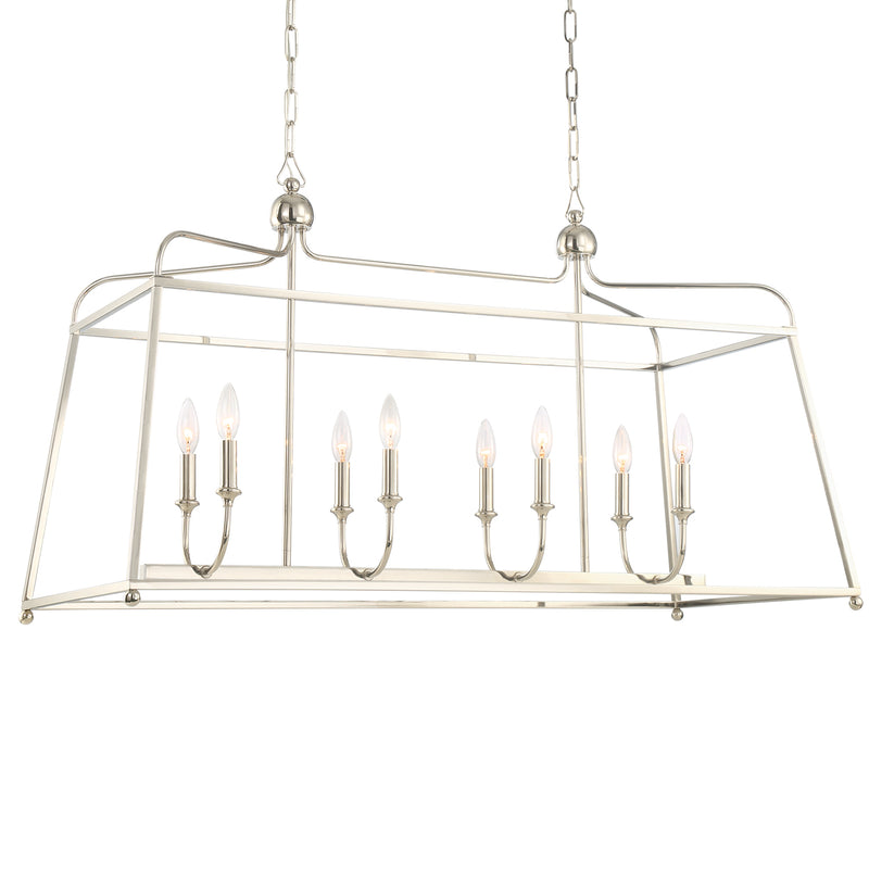 Crystorama 2249-PN_NOSHADE Eight Light Chandelier, Polished Nickel