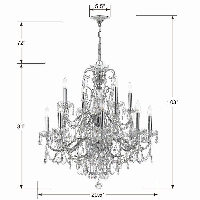 Crystorama 3228-CH-CL-I 12 Light Chandelier, Polished Chrome