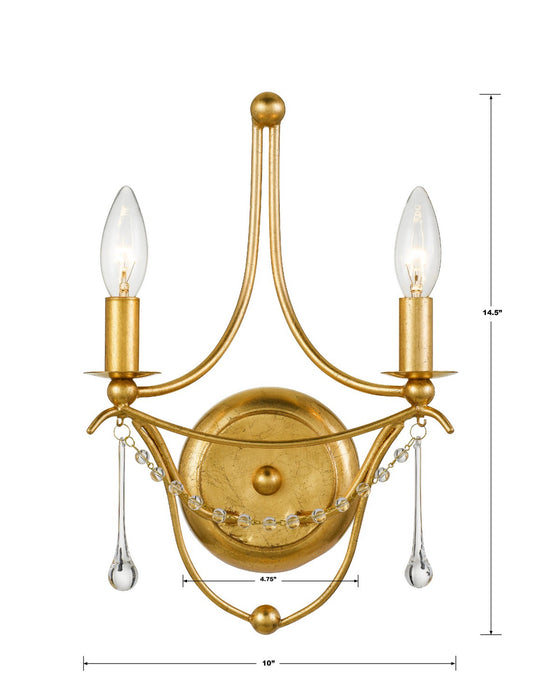 Crystorama 422-GA Two Light Wall Sconce, Antique Gold