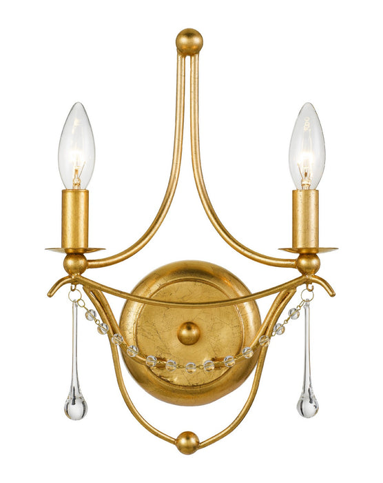 Crystorama 422-GA Two Light Wall Sconce, Antique Gold