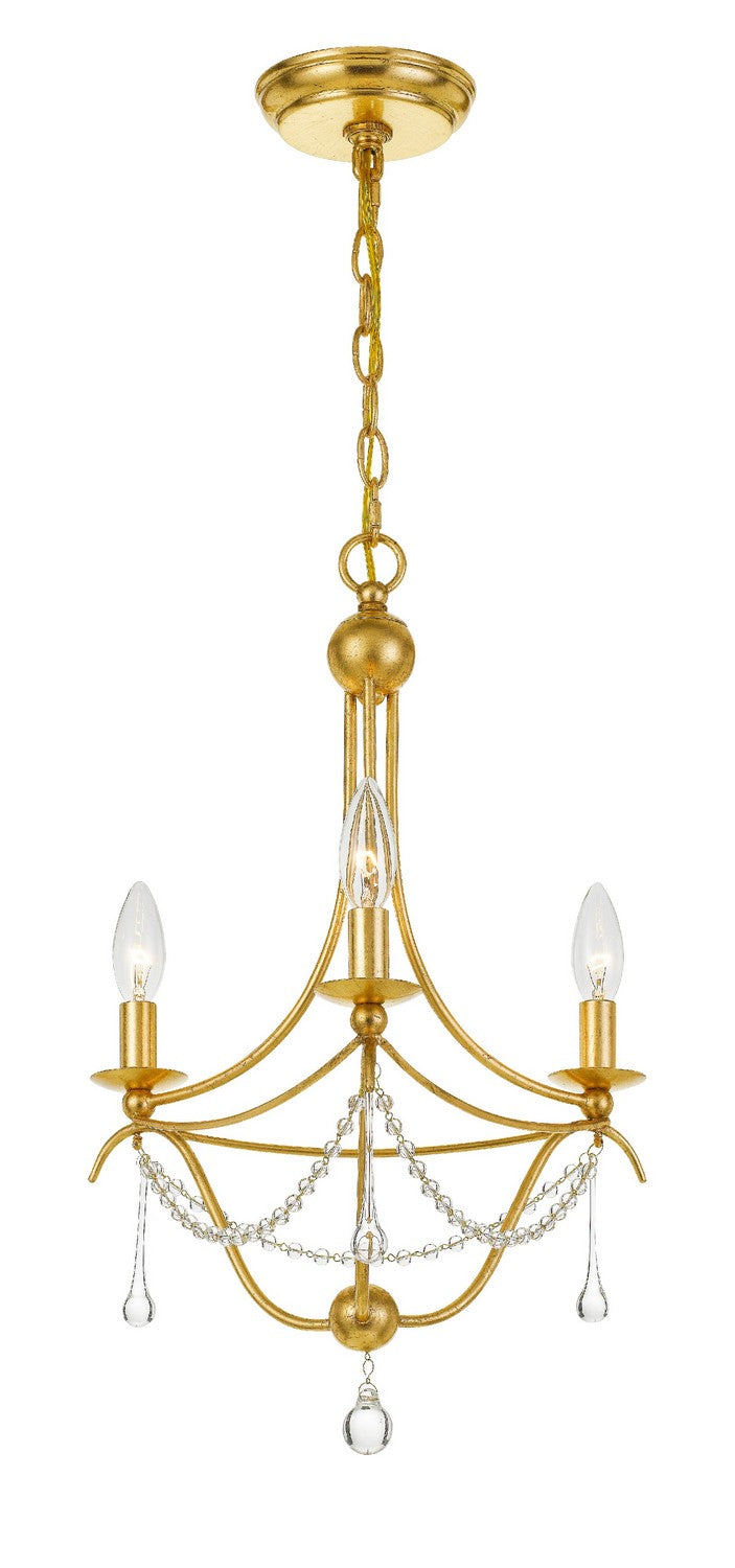 Crystorama 423-GA Three Light Mini Chandelier, Antique Gold