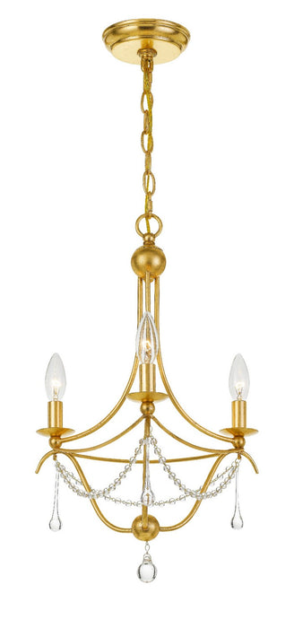 Crystorama 423-GA Three Light Mini Chandelier, Antique Gold