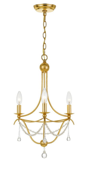 Crystorama 423-GA Three Light Mini Chandelier, Antique Gold