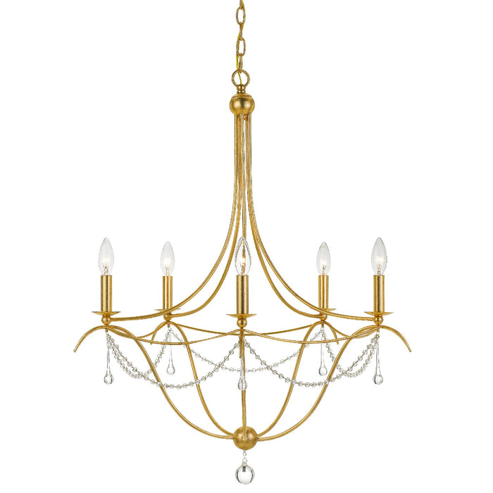 Crystorama 425-GA Five Light Chandelier, Antique Gold