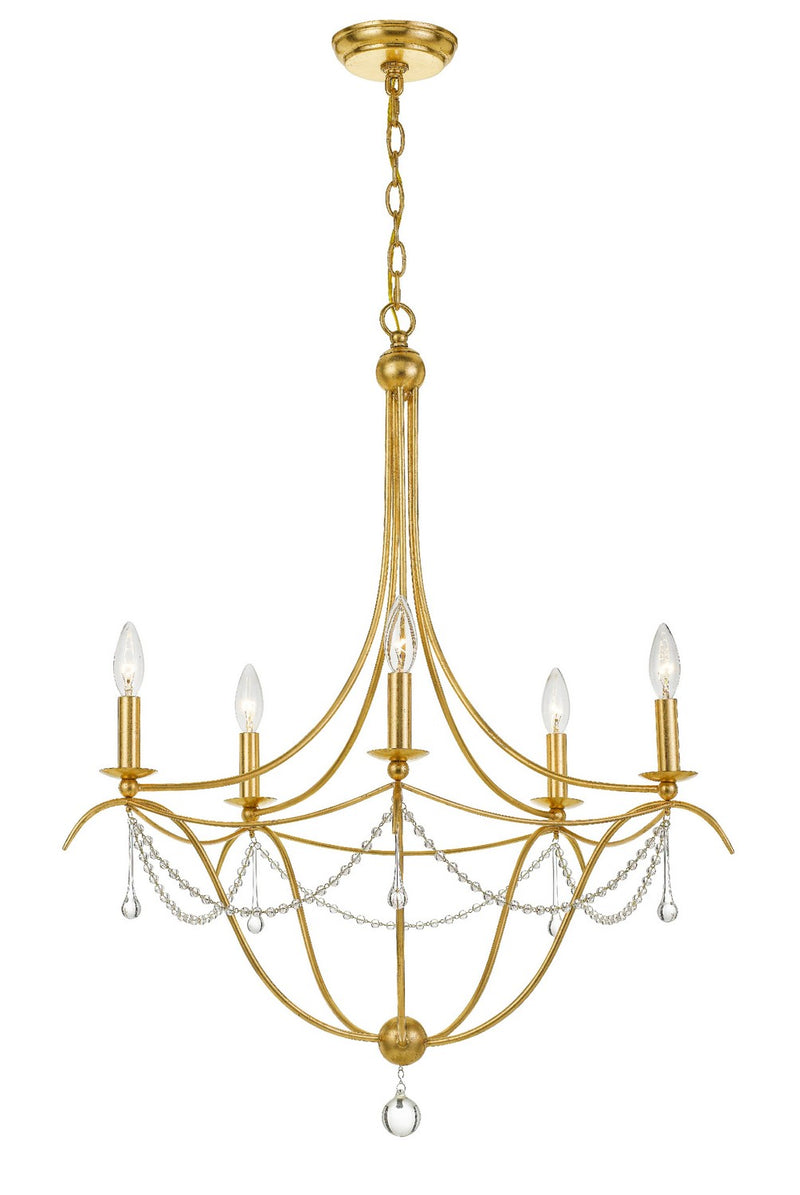 Crystorama 425-GA Five Light Chandelier, Antique Gold