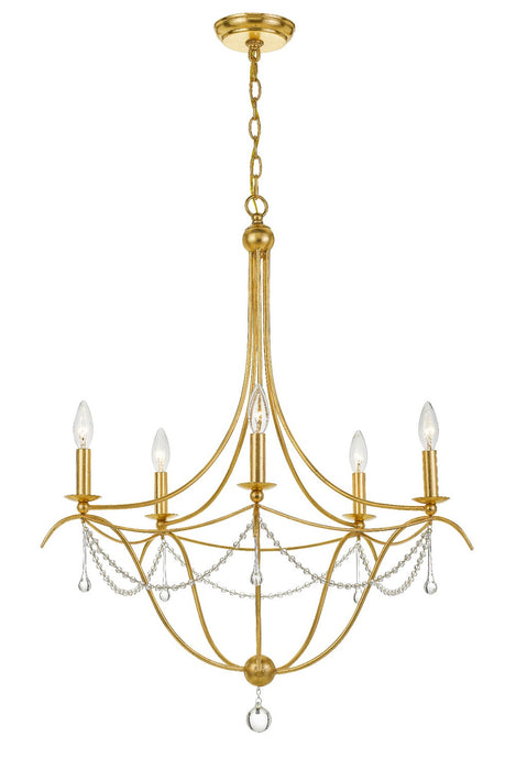 Crystorama 425-GA Five Light Chandelier, Antique Gold
